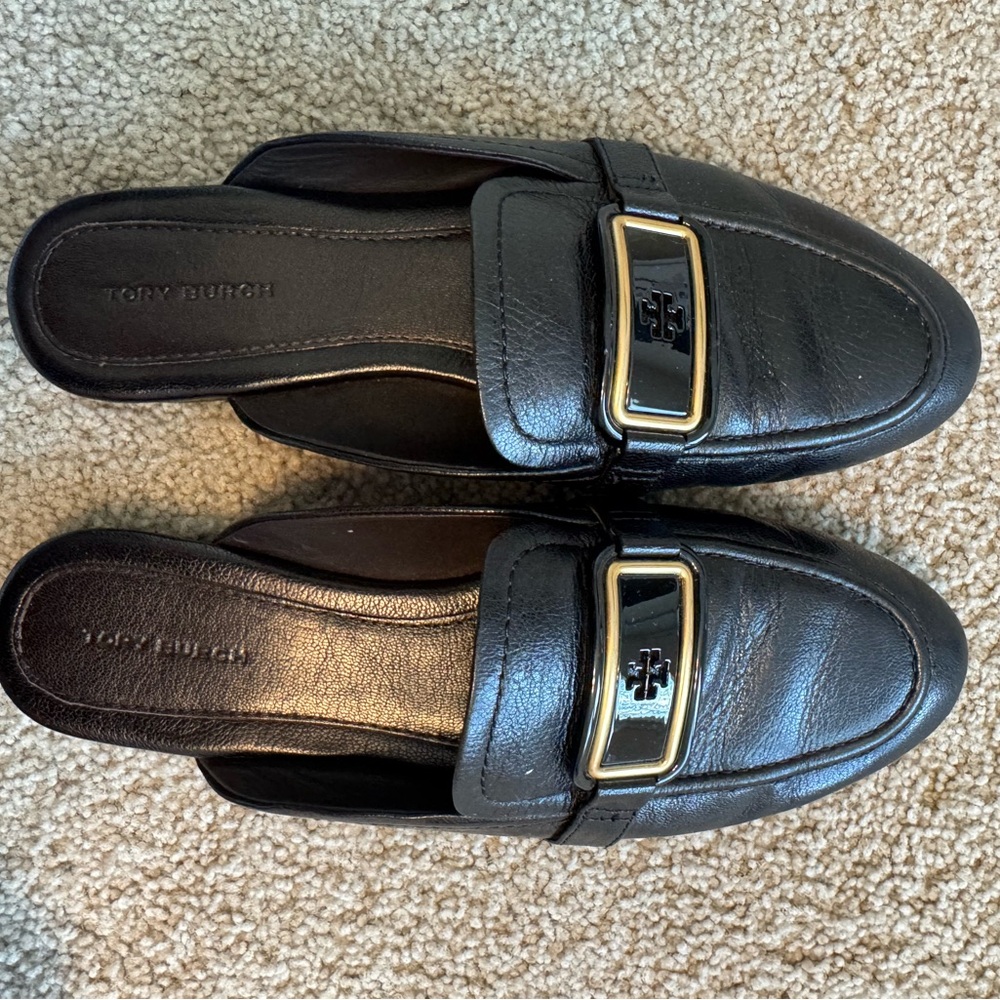 Tory Burch Black Loafers with Gold Accent
